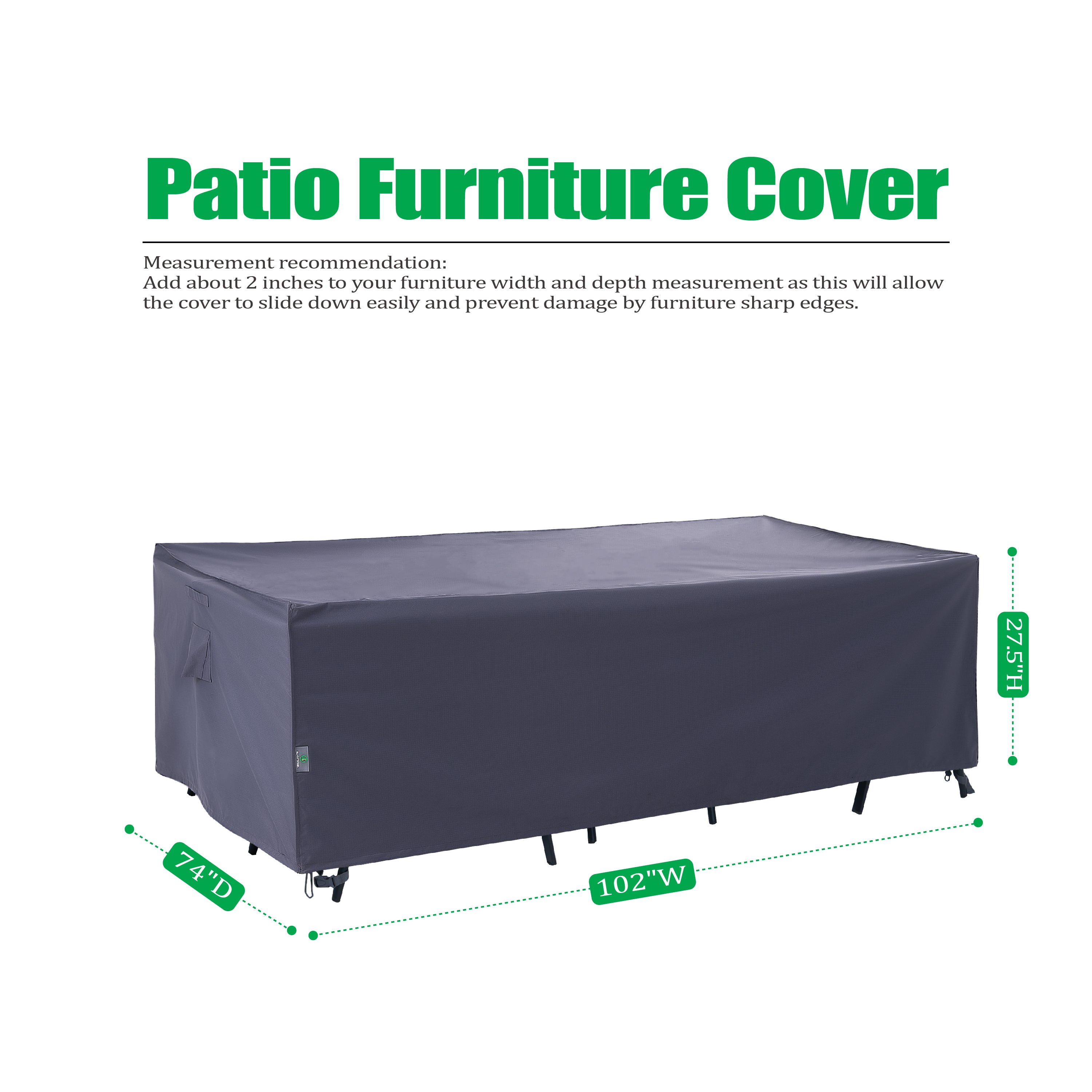 2025 Edition Waterproof Outdoor Patio Rectangular Cover - Grey