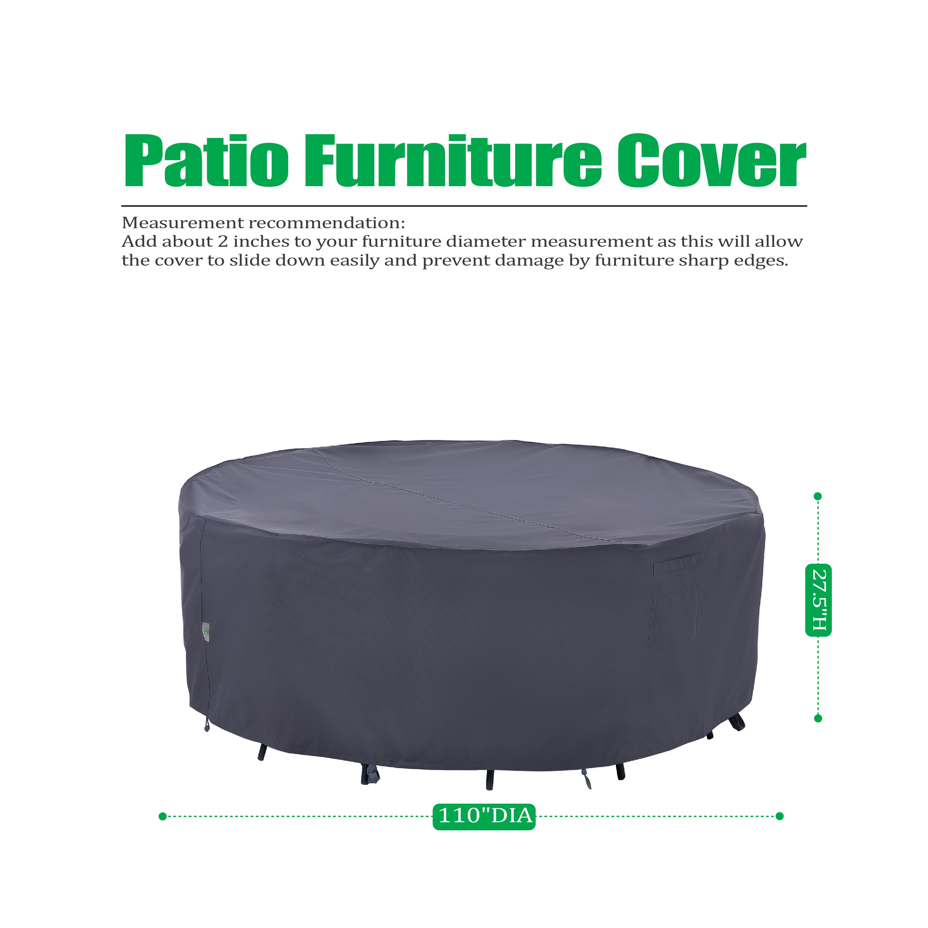 2025 Edition Waterproof Outdoor Patio Round Cover - Grey
